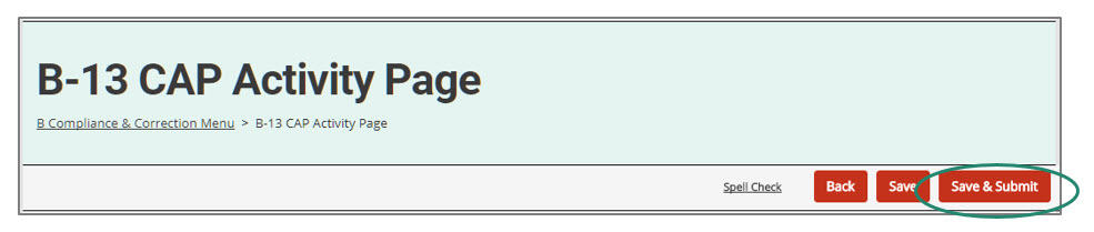 CAP Activity page example