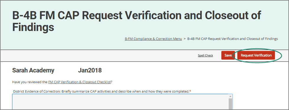 Request Verification and Closeout