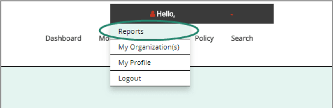 Click on Reports in the dropdown menu under your name