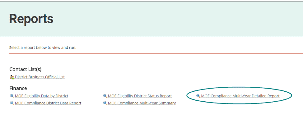 Reports menu with Multi-year Detailed Report link highlighted