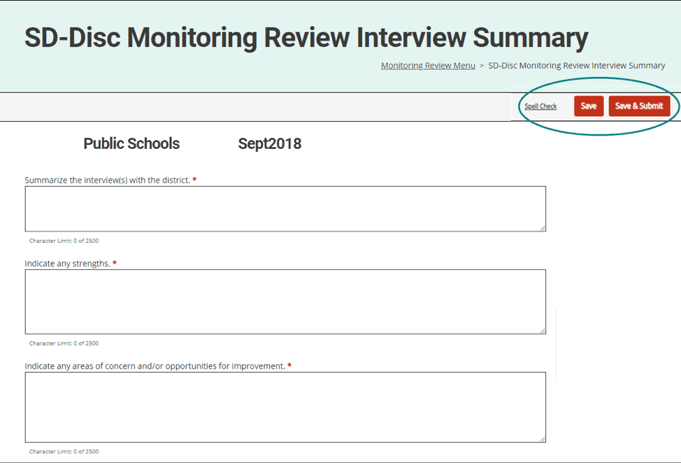 7. Click Save to save your work and return or click Save &Submit to save your work and submit your interview summary to the OSE for their review. A notification will be sent to the OSE when you have completed and submitted the interview summary.