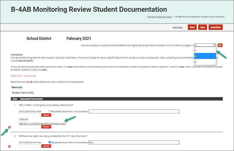 Monitoring Review Student Documentation