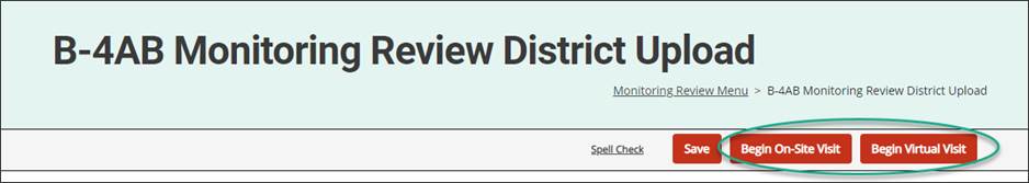 Monitoring Review District Upload page