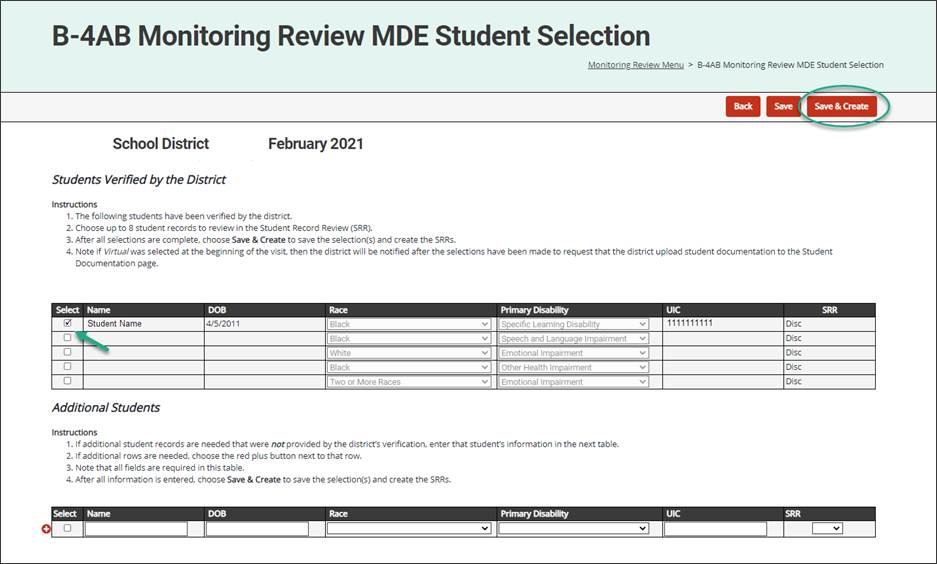 monitoring review lead student selection