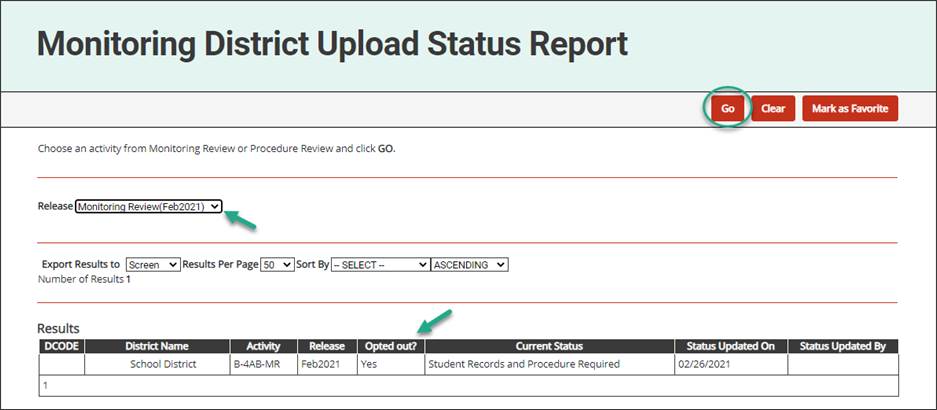 monitoring district status upload report
