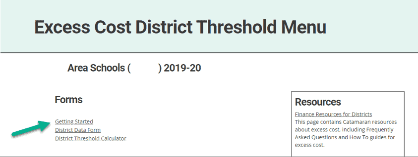 excess cost district threshold menu