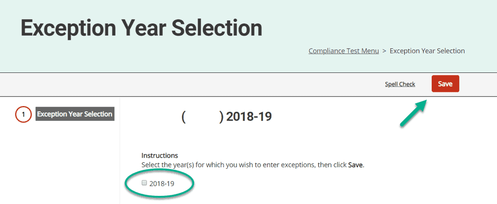 exception year selection