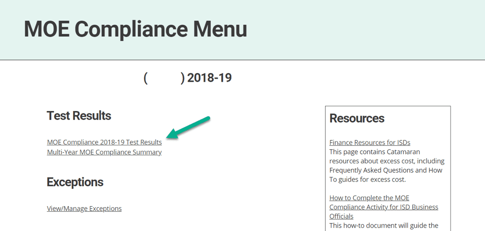 moe compliance menu