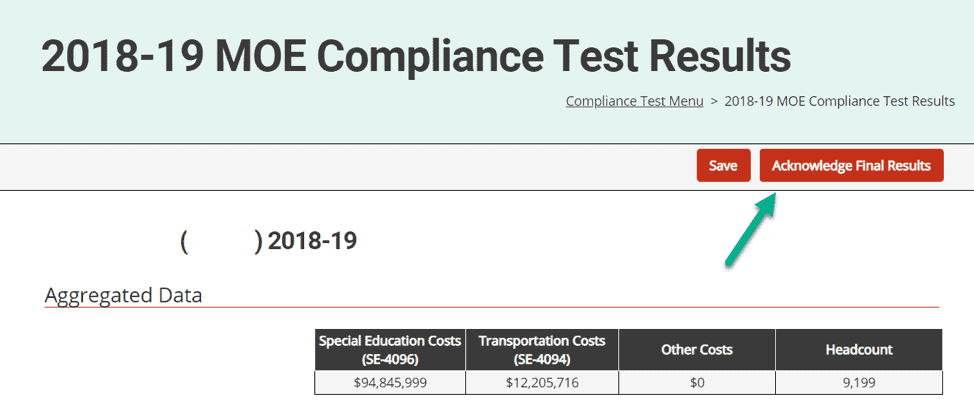 moe compliance test results