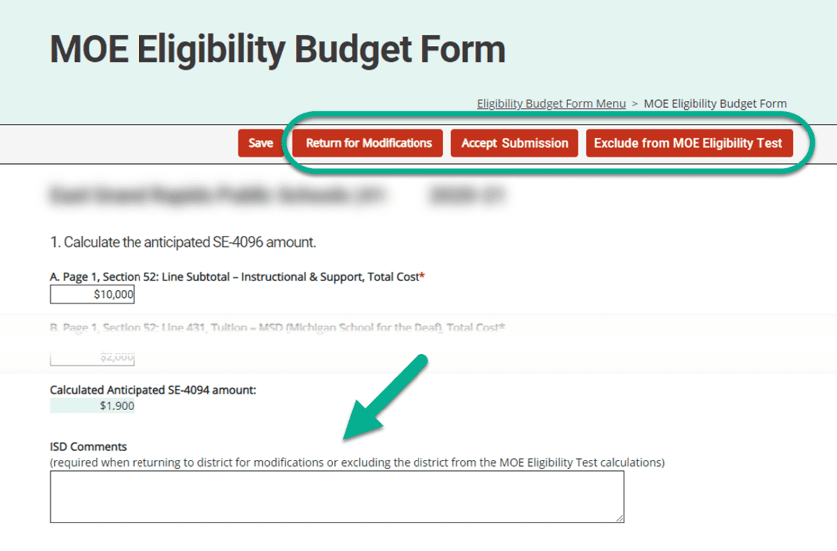 budget form link actions