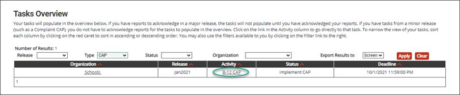 Tasks Overview Implement CAP