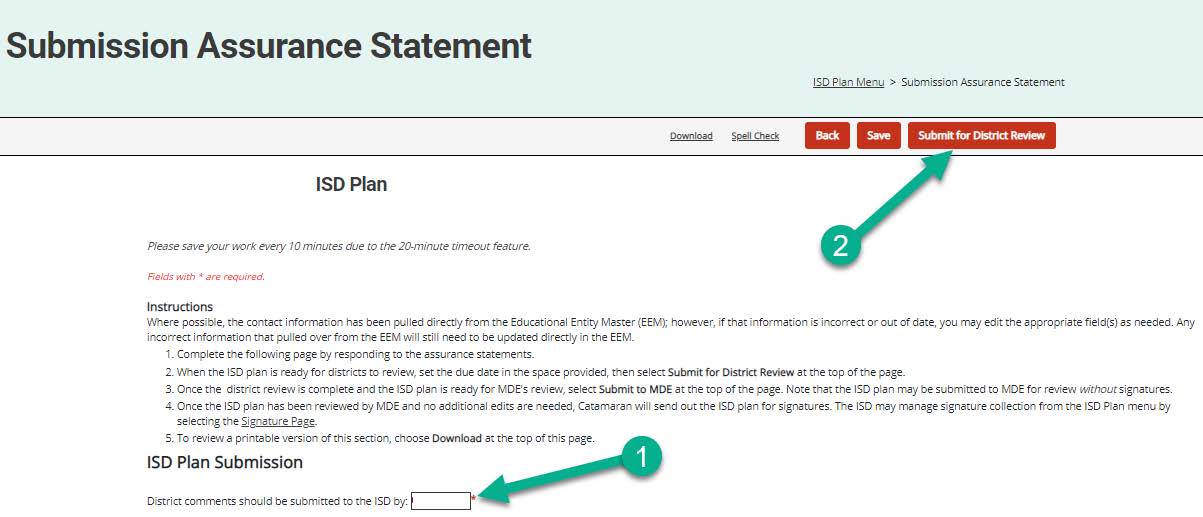 Submit for District Review link