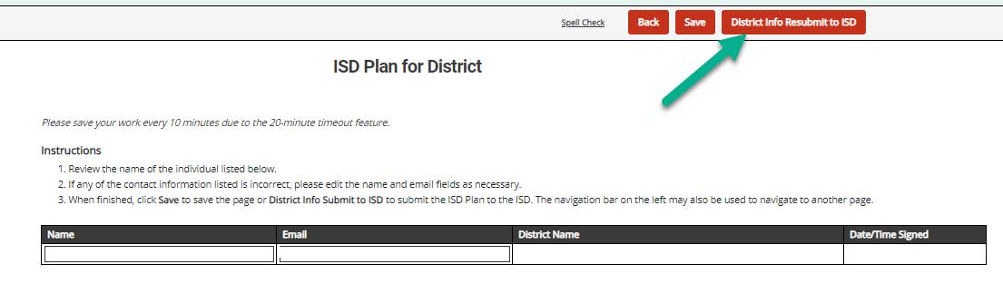 District Info Resubmit to ISD link