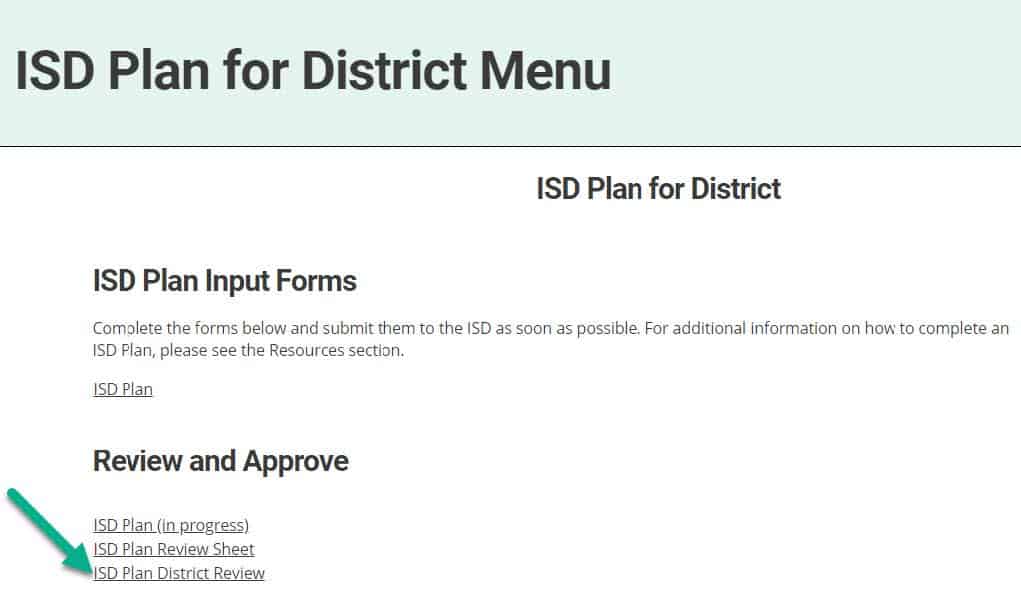 ISD Plan District Review link