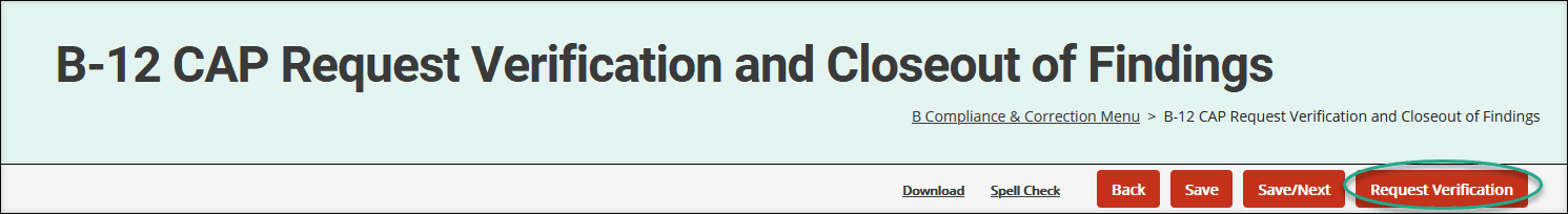 Verification and Closeout of Findings