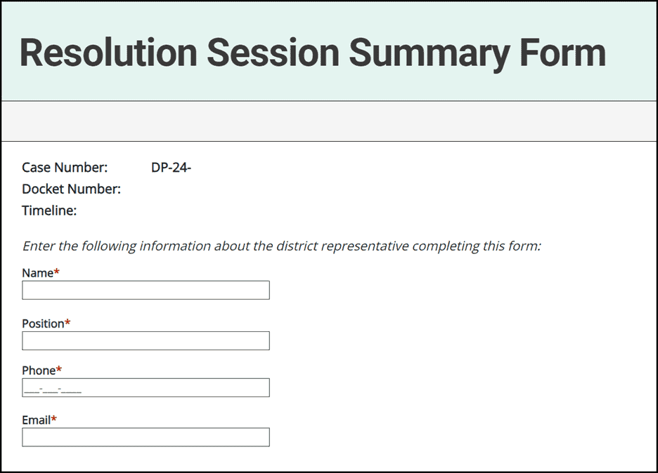 Resolution Session Summary Form is shown.