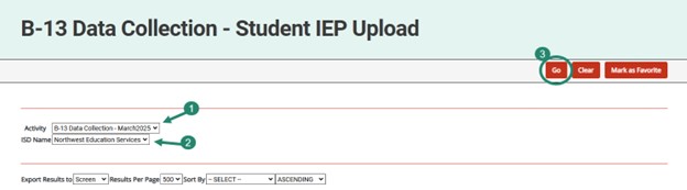 How to export the B-13 Data Collection - Student IEP Upload.