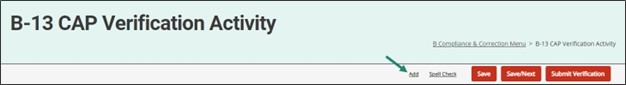 Add link on the B-13 CAP Verification Activity page.