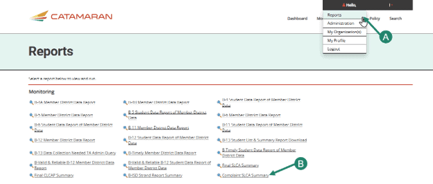 How to access the Complaint SLCA Summary
