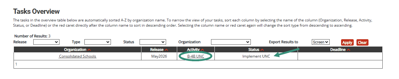 B-4B UNC circled on the Tasks Overview